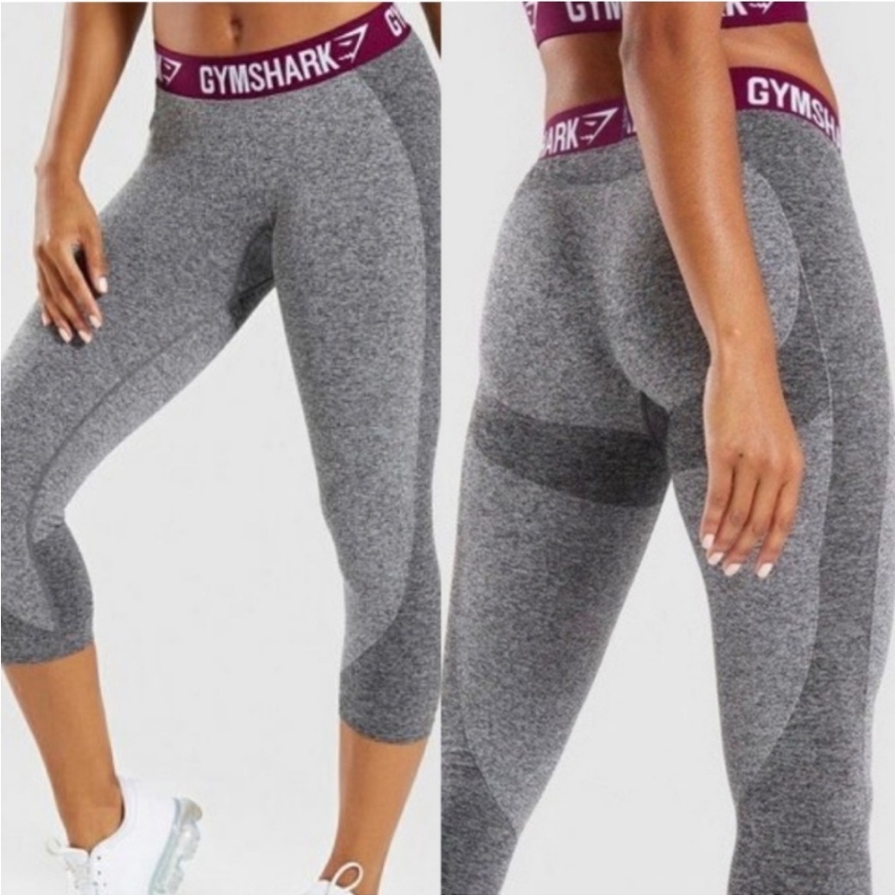 Gymshark Flex Cropped Leggings Charcoal/Deep Plum